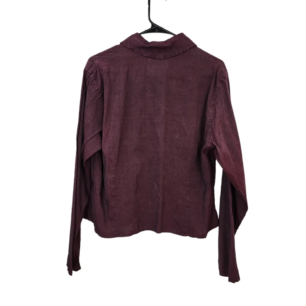 Flax By Jeanne Engelhart Women's 100% Silk Button Front Boxy Top- M